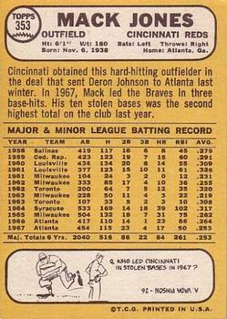 1968 Topps #353 Mack Jones Back