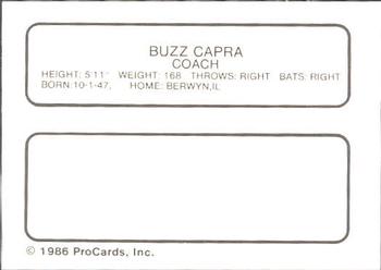 1986 ProCards Appleton Foxes #NNO Buzz Capra Back