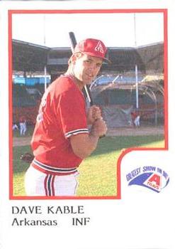 1986 ProCards Arkansas Travelers #9 Dave Kable Front