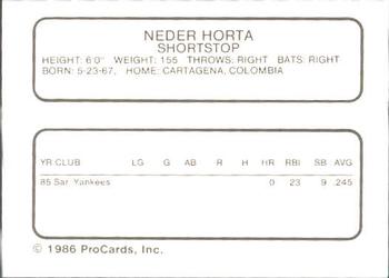 1986 ProCards Asheville Tourists #NNO Neder Horta Back
