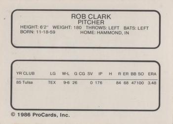 1986 ProCards Oklahoma City 89ers #3 Rob Clark Back