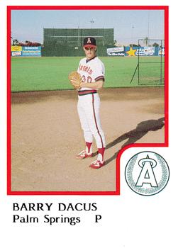 1986 ProCards Palm Springs Angels #9 Barry Dacus Front