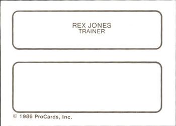 1986 ProCards Tucson Toros #9 Rex Jones Back