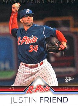 2012 MultiAd Reading Phillies #8 Justin Friend Front