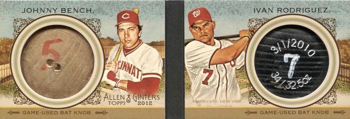 2012 Topps Allen & Ginter - Book Cards #BCBR Johnny Bench / Ivan Rodriguez Front