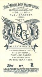 2012 Topps Allen & Ginter - Mini A & G Back #323 Ryan Roberts Back
