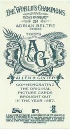 2012 Topps Allen & Ginter - Mini A & G Back #334 Adrian Beltre Back