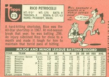 1969 Topps #215 Rico Petrocelli Back