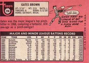 1969 Topps #256 Gates Brown Back