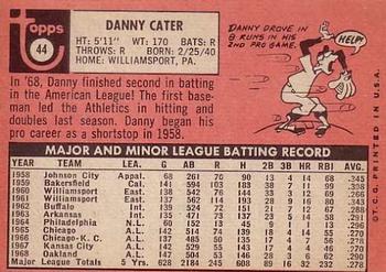 1969 Topps #44 Danny Cater Back