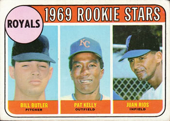 1969 Topps #619 Royals 1969 Rookie Stars (Bill Butler / Pat Kelly / Juan Rios) Front