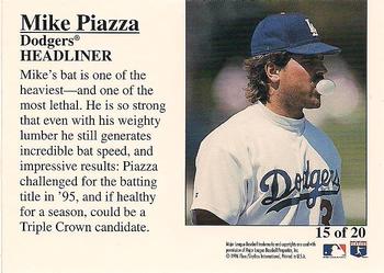 1996 Fleer Update - Headliners #15 Mike Piazza Back