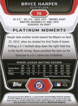 2012 Bowman Platinum #56 Bryce Harper Back