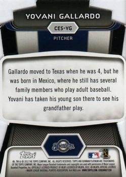 2012 Bowman Platinum - Cutting Edge Stars #CES-YG Yovani Gallardo Back