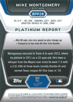 2012 Bowman Platinum - Prospects Refractors #BPP28 Mike Montgomery Back