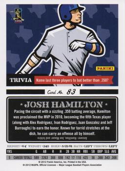 2012 Panini Triple Play #83 Josh Hamilton Back