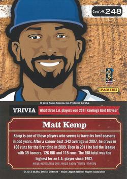 2012 Panini Triple Play #248 Matt Kemp Back