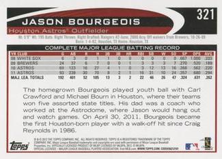 2012 Topps Mini #321 Jason Bourgeois Back