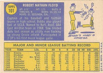 1970 Topps #101 Bobby Floyd Back