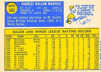 1970 Topps #503 Dal Maxvill Back