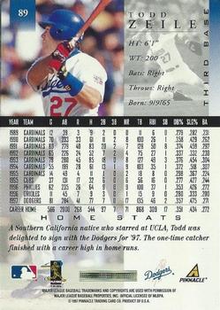 1998 Pinnacle - Home Stats #89 Todd Zeile Back