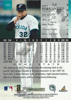 1998 Pinnacle - Home Stats #155 Alex Fernandez Back