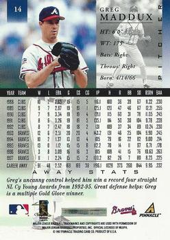 1998 Pinnacle - Away Stats #14 Greg Maddux Back