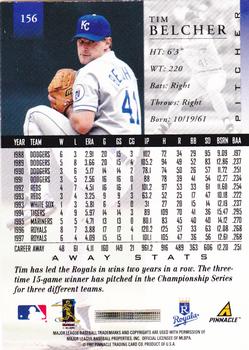 1998 Pinnacle - Away Stats #156 Tim Belcher Back