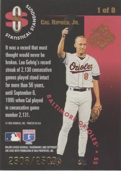 1996 Leaf - Statistical Standouts #1 Cal Ripken, Jr. Back