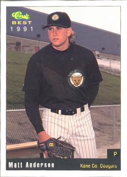 1991 Classic Best Kane County Cougars #3 Matt Anderson Front