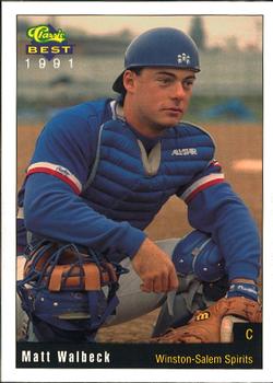 1991 Classic Best Winston-Salem Spirits #15 Matt Walbeck Front