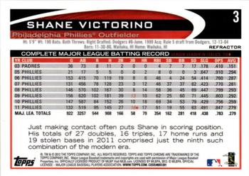 2012 Topps Chrome - Purple Refractors #3 Shane Victorino Back