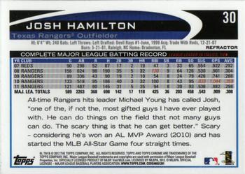 2012 Topps Chrome - Purple Refractors #30 Josh Hamilton Back