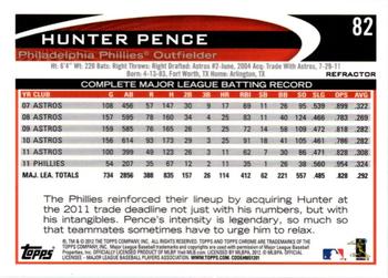 2012 Topps Chrome - Purple Refractors #82 Hunter Pence Back