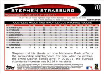 2012 Topps Chrome - X-Fractors #70 Stephen Strasburg Back