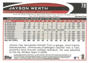 2012 Topps Chrome - X-Fractors #78 Jayson Werth Back