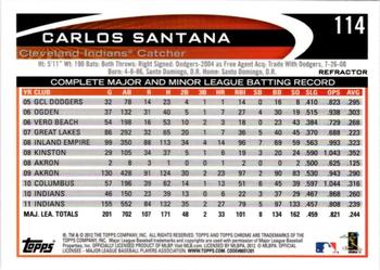2012 Topps Chrome - X-Fractors #114 Carlos Santana Back