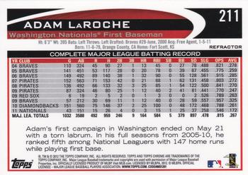 2012 Topps Chrome - X-Fractors #211 Adam LaRoche Back