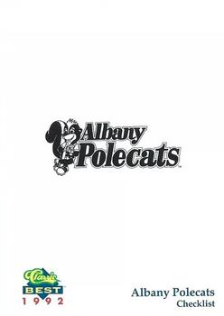 1992 Classic Best Albany Polecats #30 Checklist Front