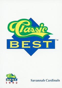 1992 Classic Best Savannah Cardinals #29 Logo Card Front