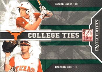 2009 Donruss Elite Extra Edition - College Ties Green #20 Jordan Danks / Brandon Belt Front