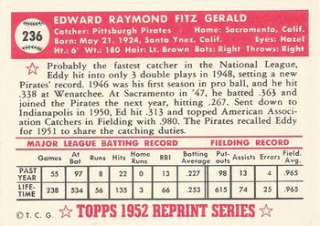 1983 Topps 1952 Reprint Series #236 Ed Fitz Gerald Back