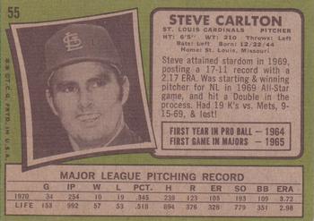 1971 Topps #55 Steve Carlton Back