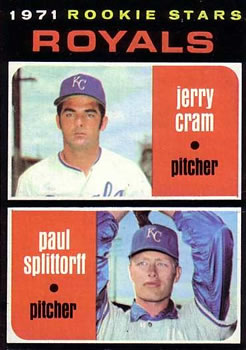 1971 Topps #247 Royals 1971 Rookie Stars (Jerry Cram / Paul Splittorff) Front