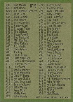 1971 Topps #619 Checklist: 644-752 Back