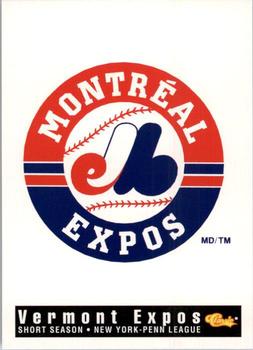 1994 Classic Best Vermont Expos #29b Montreal Expos Logo Front