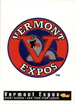 1994 Classic Best Vermont Expos #30 Vermont Expos Logo Front