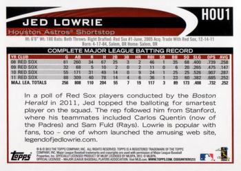 2012 Topps Houston Astros #HOU1 Jed Lowrie Back