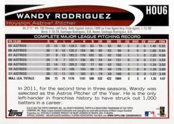 2012 Topps Houston Astros #HOU6 Wandy Rodriguez Back