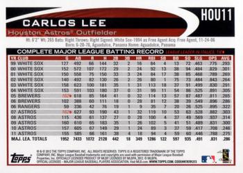 2012 Topps Houston Astros #HOU11 Carlos Lee Back